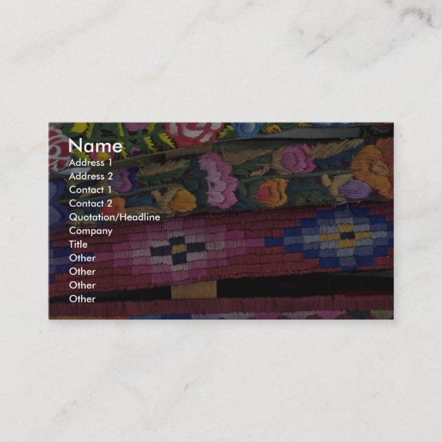 Tarjeta De Visita Artes, Chichicastenango, Guatemala (Anverso)