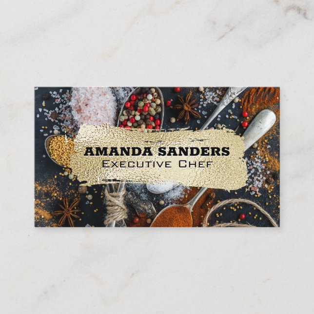 Tarjeta De Visita Artes culinarias | Especias en cucharas (Anverso)