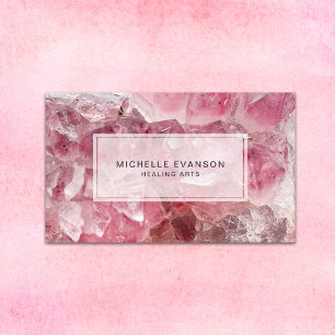 Tarjeta De Visita Artes de curación de cristal del Boho rosa bonito