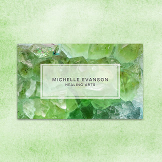 Tarjeta De Visita Artes de curación de cristal verde limón bohemio