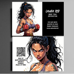 Tarjeta De Visita Artes marciales de Kickboxing Instructor tailandés