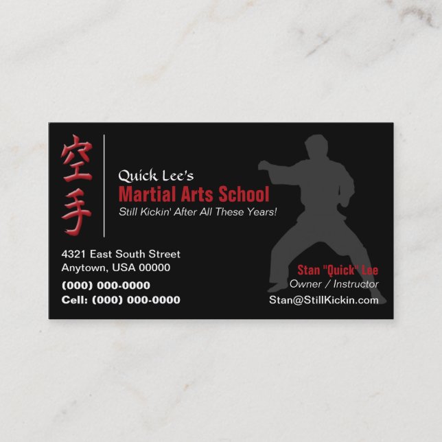 Tarjeta De Visita Artes marciales/tarjeta de visita del karate (Anverso)