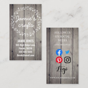 Tarjeta De Visita artesanía coser sintió tejer corazones folk scan