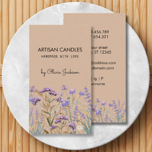 Tarjeta De Visita Artesanía de Flor Silvestre Morada Acuarela
