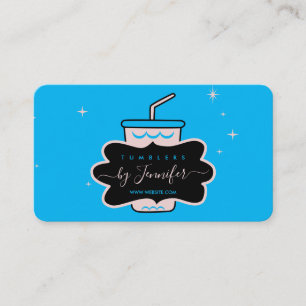 Tarjeta De Visita Artesanía de taza tumbler casera azul rosa