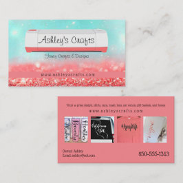 Tarjeta De Visita Artesanía y diseño de vinilo - Coral y turquesa