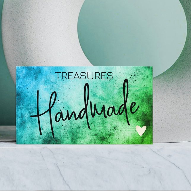 Tarjeta De Visita Artesanías artesanales caligrafía verde azul angus (Subido por el creador)