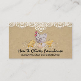 Tarjeta De Visita Artesanías de granja Lace Rustic Chicks Hen