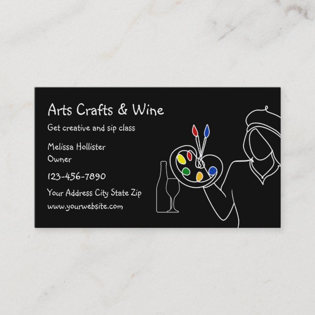 Tarjeta De Visita Artesanías y clases de vino (Anverso)