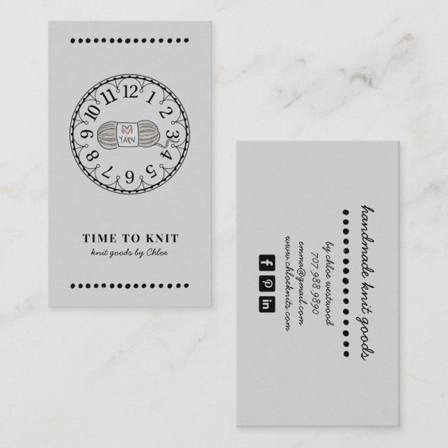 Tarjeta De Visita Artículos de Knit hechos a mano (Anverso / Reverso)