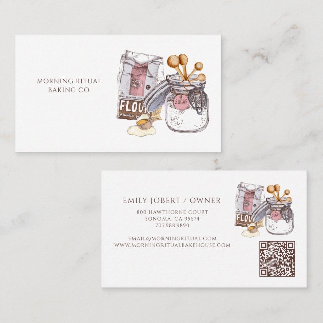 Tarjeta De Visita Artisan Bakery Baker QR Code (Anverso / Reverso)