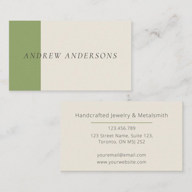 Tarjeta De Visita Artisan Business Card Sage Minimalist Maker Card (Anverso / Reverso)