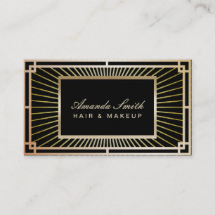 Tarjeta De Visita Artista Art Decó Vintage Gold Stylist y Makeup