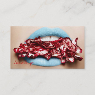 Tarjeta De Visita Artista azul de los cosméticos del maquillaje de