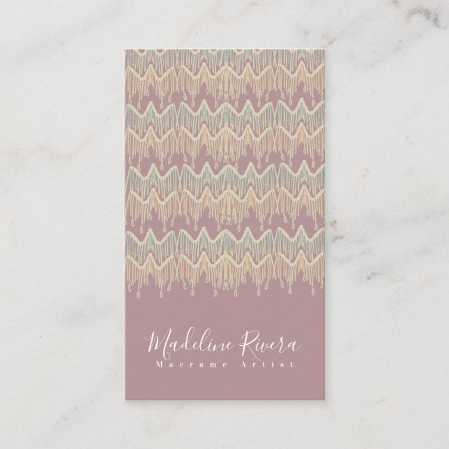Tarjeta De Visita Artista Boho Macramé Arte Hecho a Mano Diseñador R (Anverso)