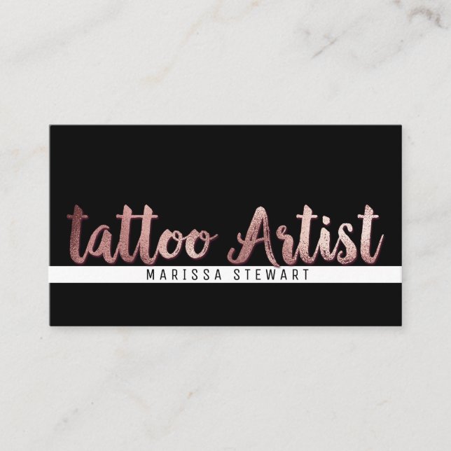 Tarjeta De Visita Artista color de rosa moderno elegante del tatuaje (Anverso)