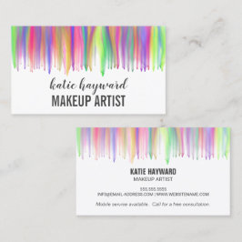 Tarjeta De Visita Artista colorido de maquillaje acuático de goteo