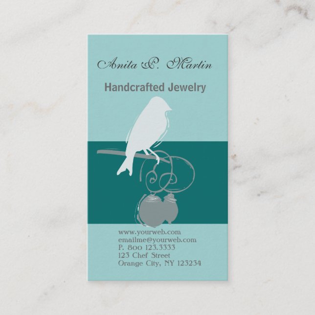 Tarjeta De Visita Artista de abalorios de diseño de joyas artesanale (Anverso)