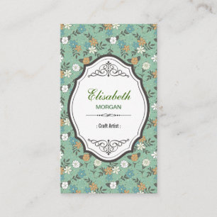 Tarjeta De Visita Artista de artesanías - Elegante Floral Vintage