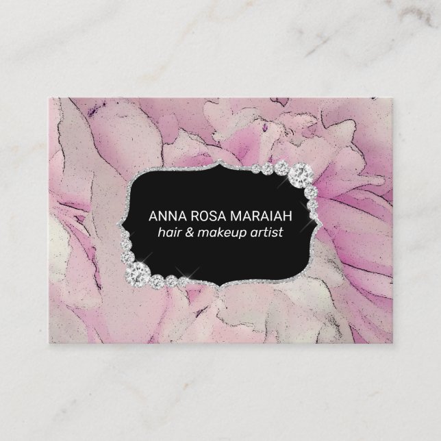 Tarjeta De Visita *~* Artista de belleza de lavanda rosa Diamantes F (Anverso)