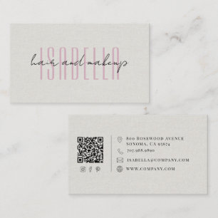 Tarjeta De Visita Artista de Cabello y Maquillaje Moderno Guión Lino