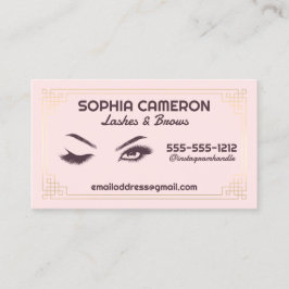 Tarjeta De Visita Artista de Cejas con Extensiones de Pestañas Rosa 