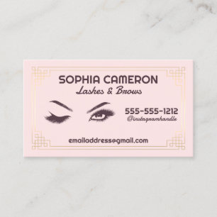 Tarjeta De Visita Artista de Cejas con Extensiones de Pestañas Rosa 