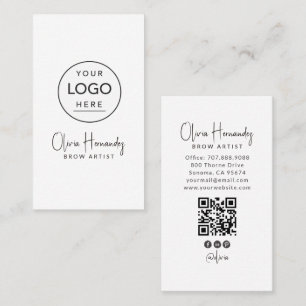 Tarjeta De Visita Artista de Cejas Logotipo Redondo Código QR Redes