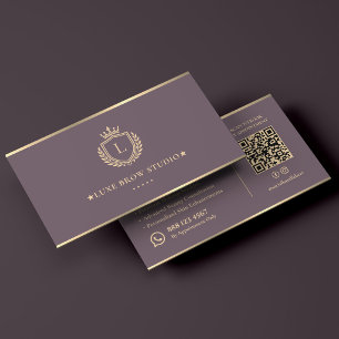 Tarjeta De Visita Artista de Cejas Luxury Lash Crest Dusty Mauve