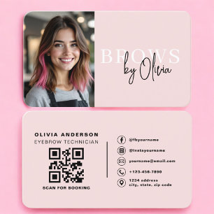 Tarjeta De Visita Artista de Cejas Modernas Rosa Rubor
