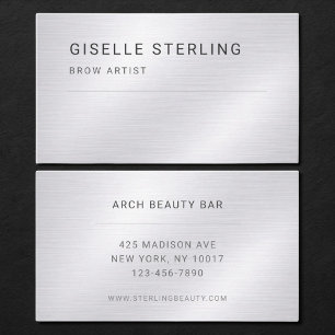 Tarjeta De Visita Artista de Cejas Plateado Metálico Profesional