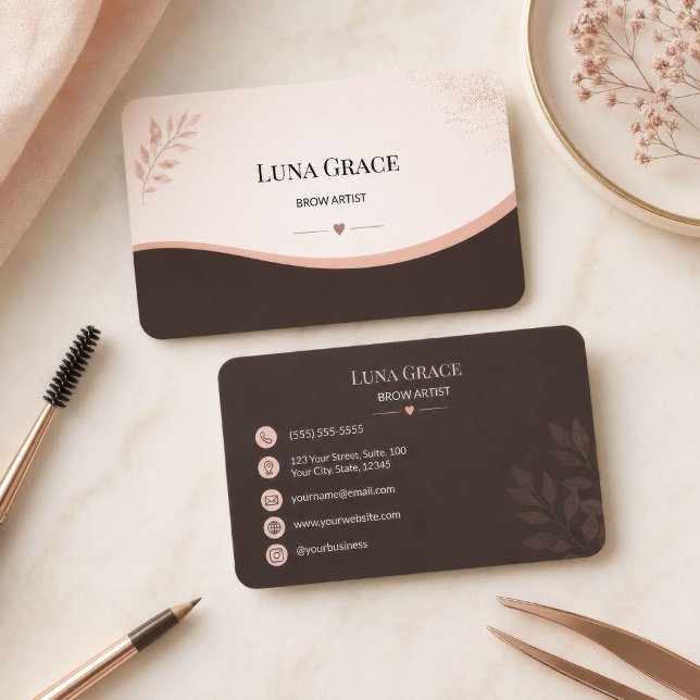 Tarjeta De Visita Artista de Cejas Soft Blush (Soft Blush Brow Artist Business Card
)