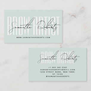 Tarjeta De Visita artista de cejas tipografía moderna script azul