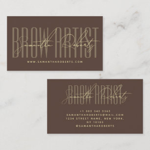 Tarjeta De Visita artista de cejas tipografía moderna script marrón
