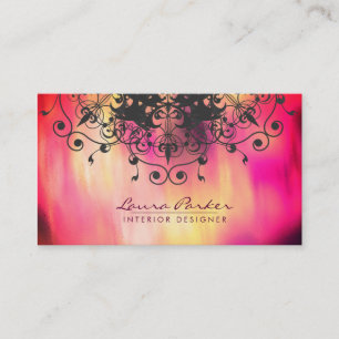 Tarjeta De Visita Artista de color agua Damask Mandala color rosa vi