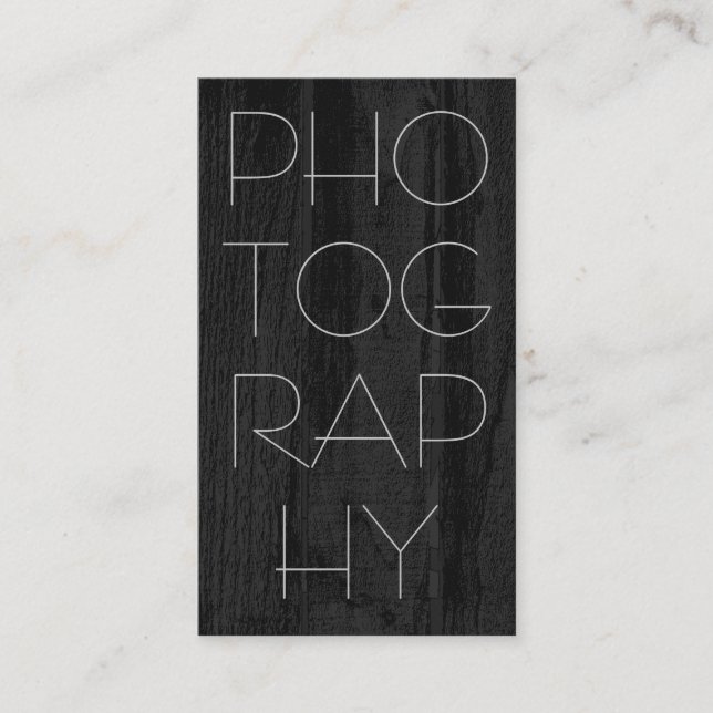Tarjeta De Visita Artista de fotografía elegante de madera gris (Anverso)