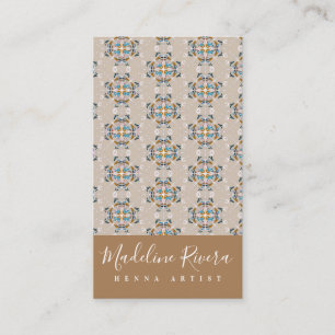 Tarjeta De Visita  Artista de Henna Mandala Boho Yoga Patrón Macrame