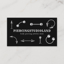 Tarjeta De Visita Artista de joyería de metal plateado negro Piercin