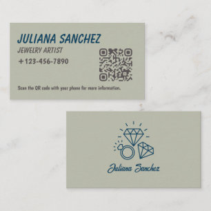 Tarjeta De Visita Artista de joyería permanente elegante código QR d
