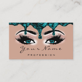 Tarjeta De Visita Artista de las uñas Rosa de goteo verde azulado La