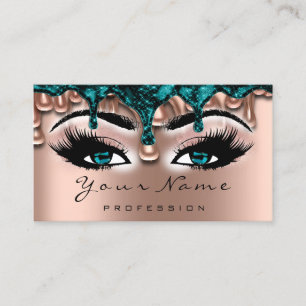 Tarjeta De Visita Artista de las uñas, verde azulado Rosa Lash Maqui