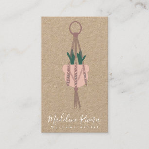 Tarjeta De Visita Artista de macramé Diseño hecho a mano Cactus colg