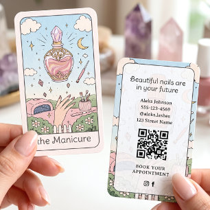 Tarjeta De Visita Artista de Manicura Pink Celestial Tarot