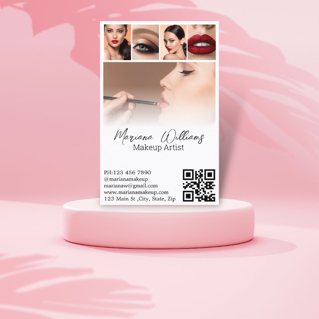 Tarjeta De Visita artista de maquillaje 5 fotos collage de códigos q (Subido por el creador)