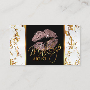 Tarjeta De Visita Artista de maquillaje - acentos de mármol blancos