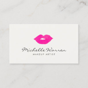 Tarjeta De Visita Artista de maquillaje acuarela de los labios rosad