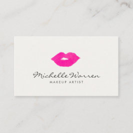 Tarjeta De Visita Artista de maquillaje acuarela de los labios rosad