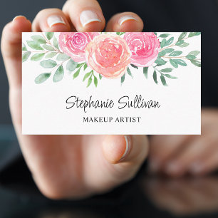 Tarjeta De Visita Artista de maquillaje acuarela floral