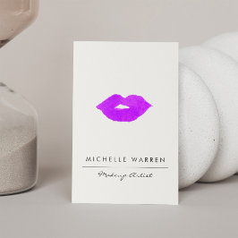 Tarjeta De Visita Artista de maquillaje acuarela negrita de labios m
