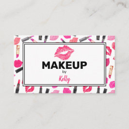 Tarjeta De Visita Artista de maquillaje acuático Glam Gold Pink